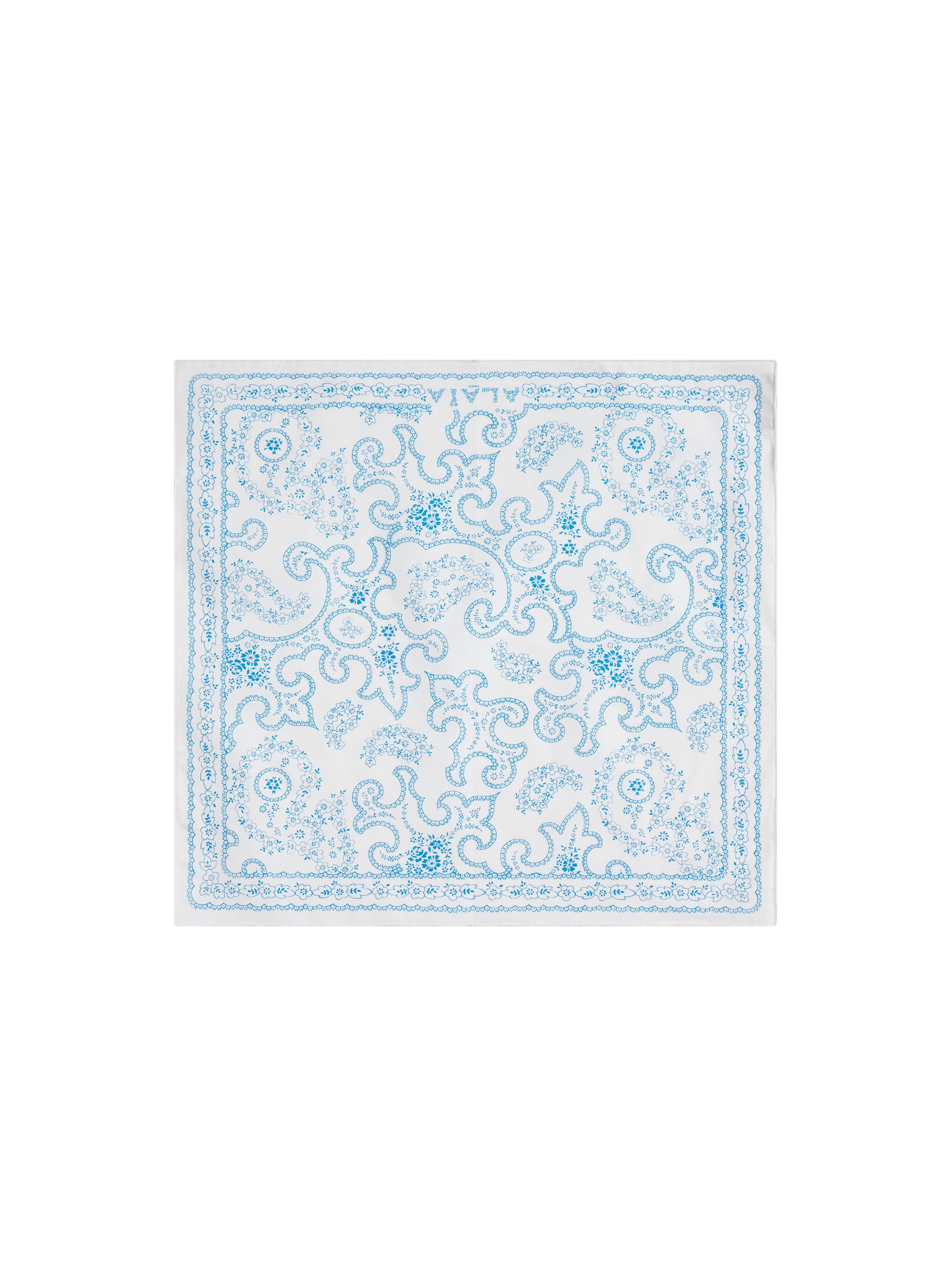 Printed square scarf 45x45 - Pearl & Blue