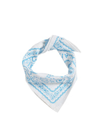 Printed square scarf 45x45 - Pearl & Blue