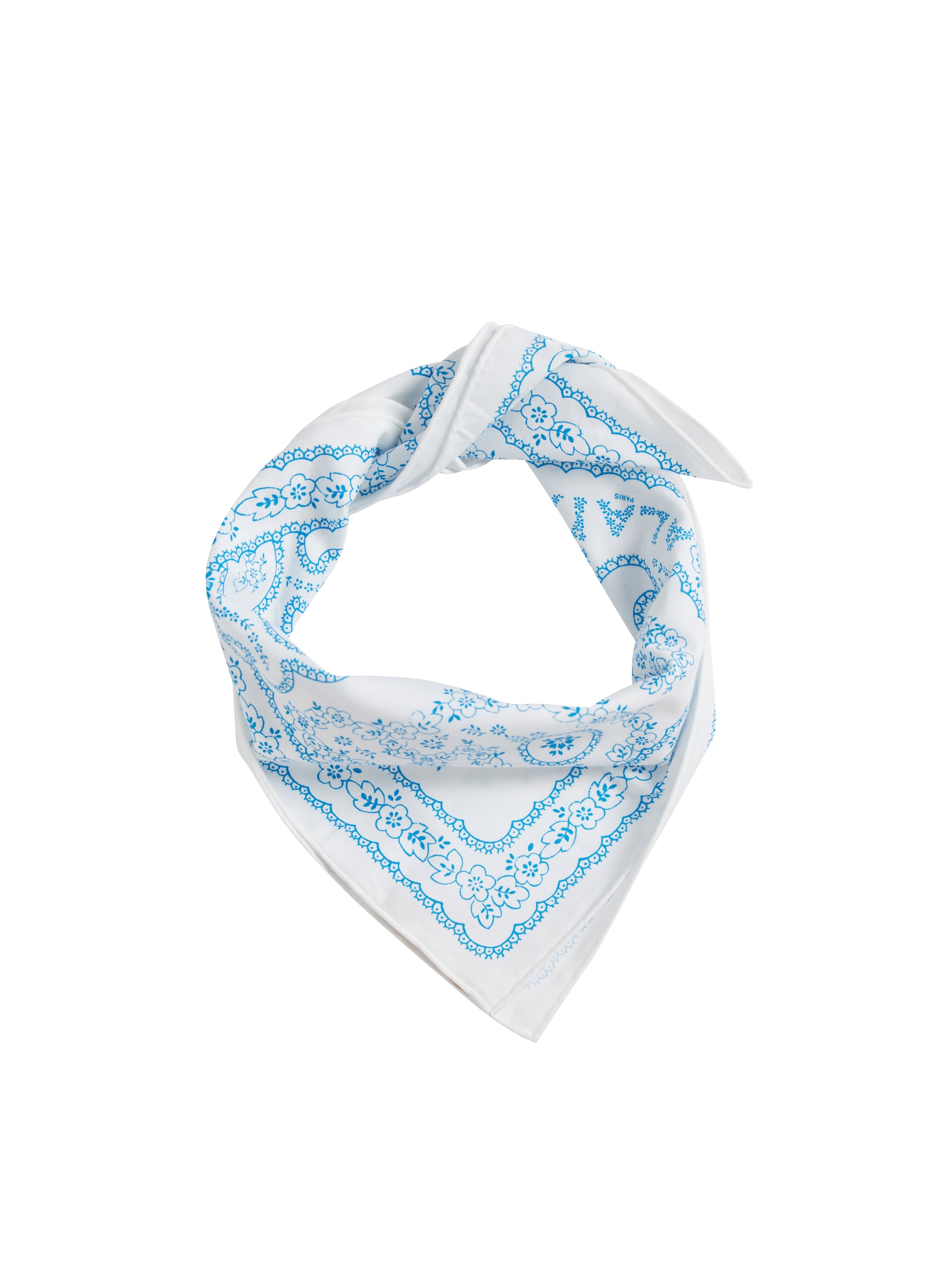 Printed square scarf 45x45 - Pearl & Blue