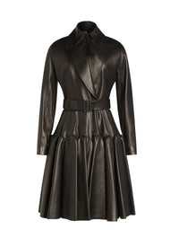 Pleated leather coat - Nuit