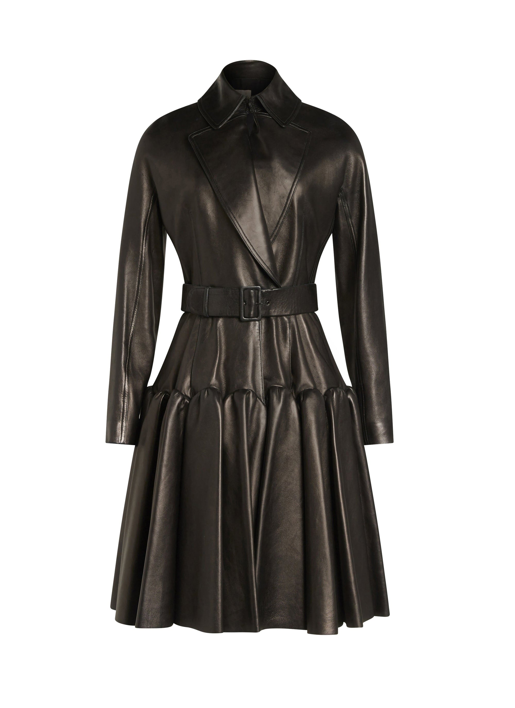 Pleated leather coat - Nuit