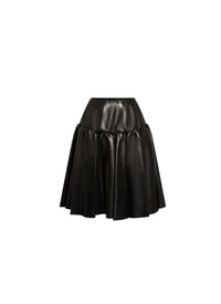 Pleated and flared skirt in leather - Nuit