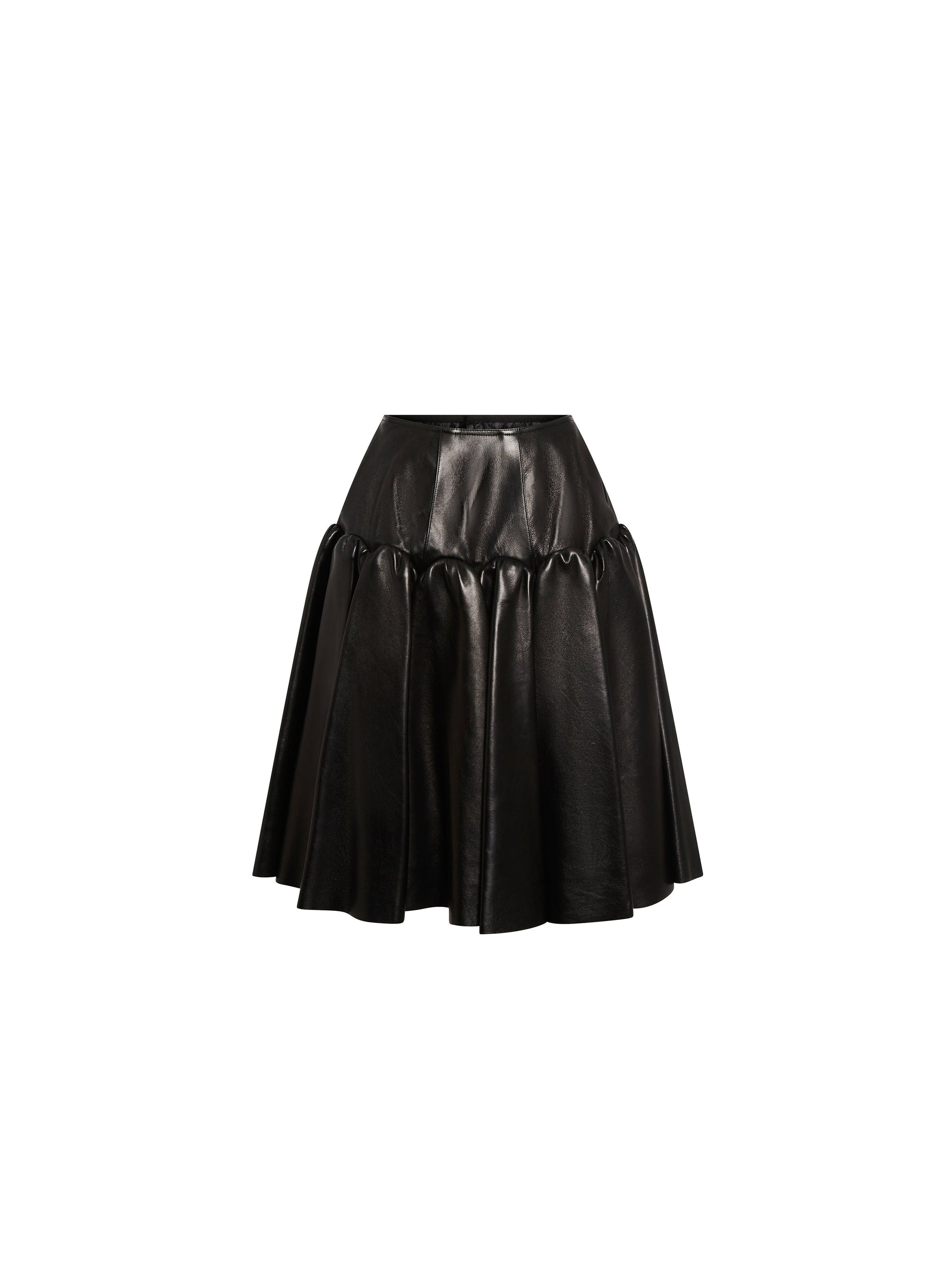 Pleated and flared skirt in leather - Nuit