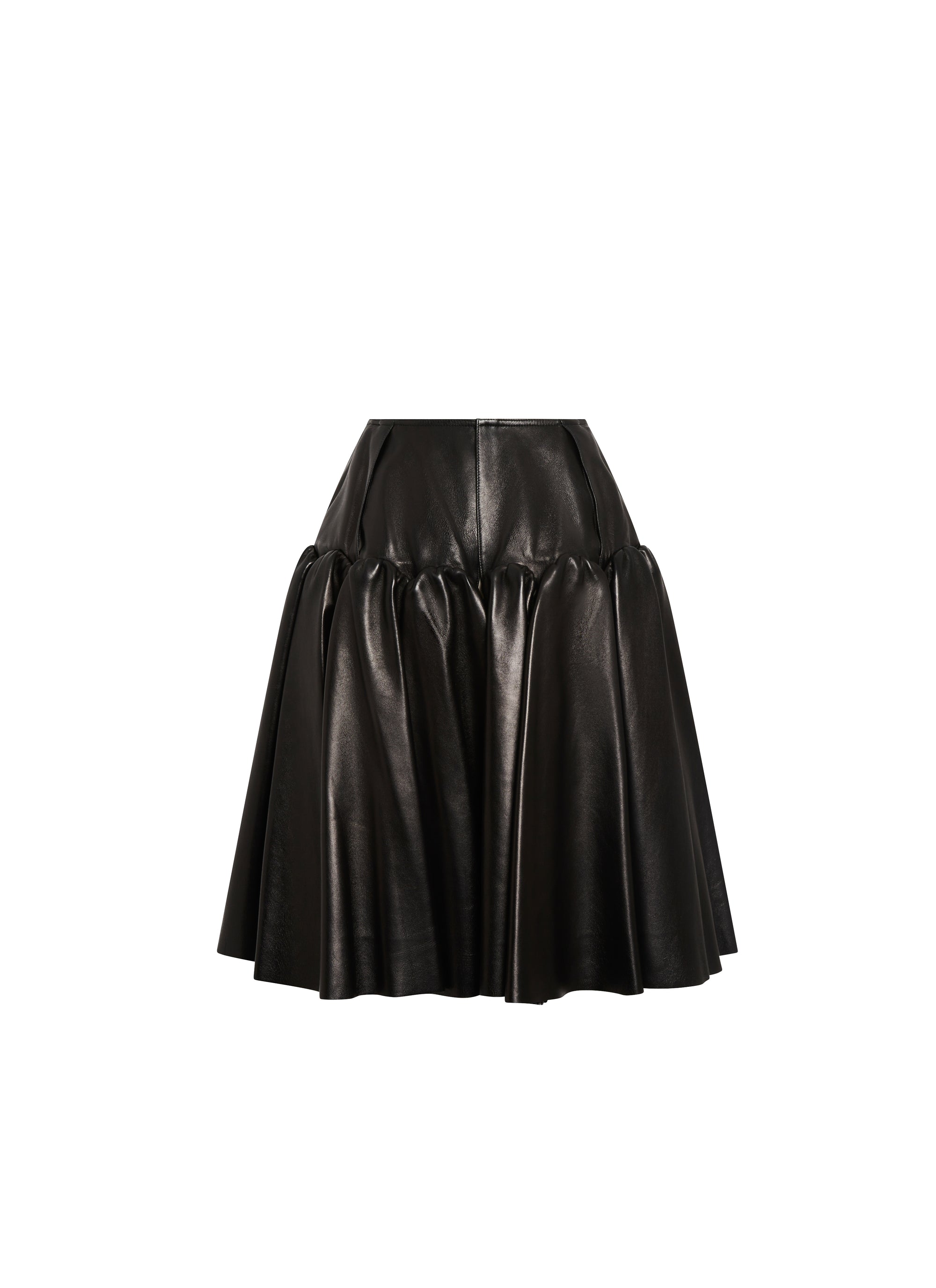 Pleated and flared skirt in leather - Nuit