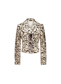 Perfecto imprimé animal en cuir - Beige