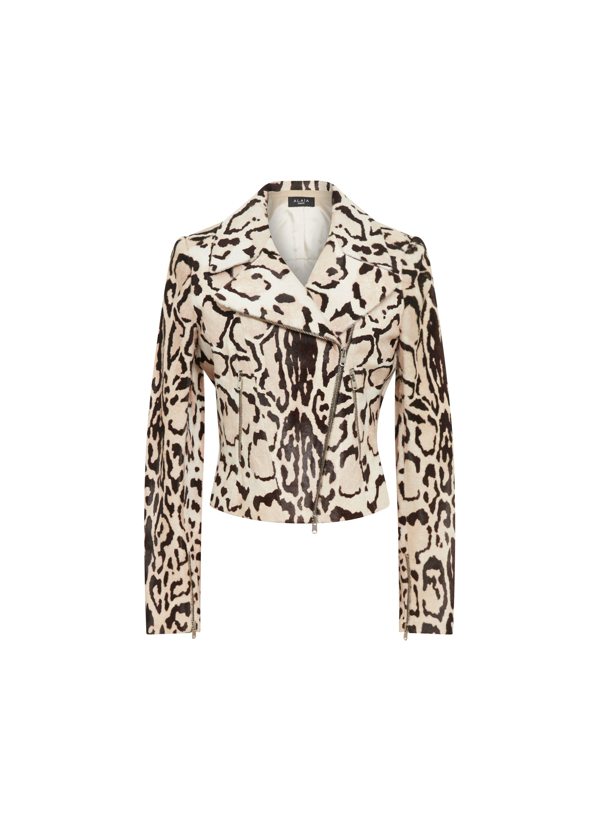 Perfecto imprimé animal en cuir - Beige