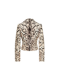 Perfecto imprimé animal en cuir - Beige