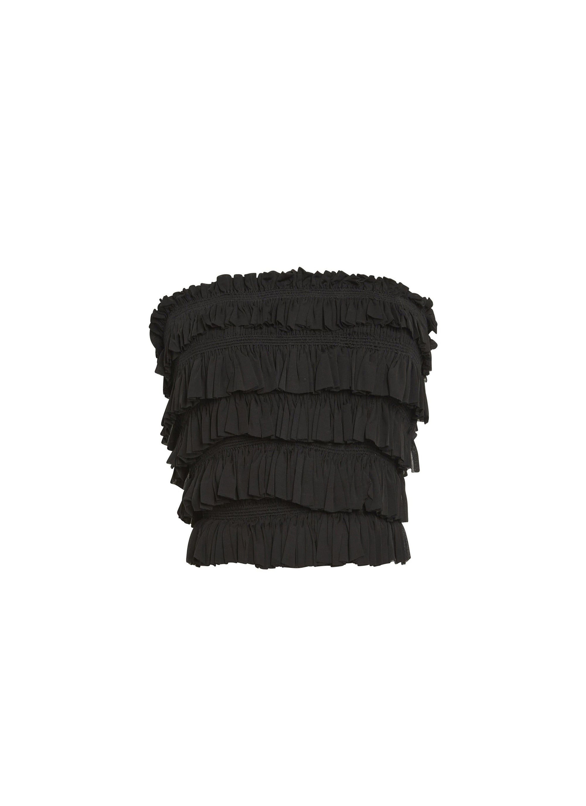 Strapless top with ruffles - Black