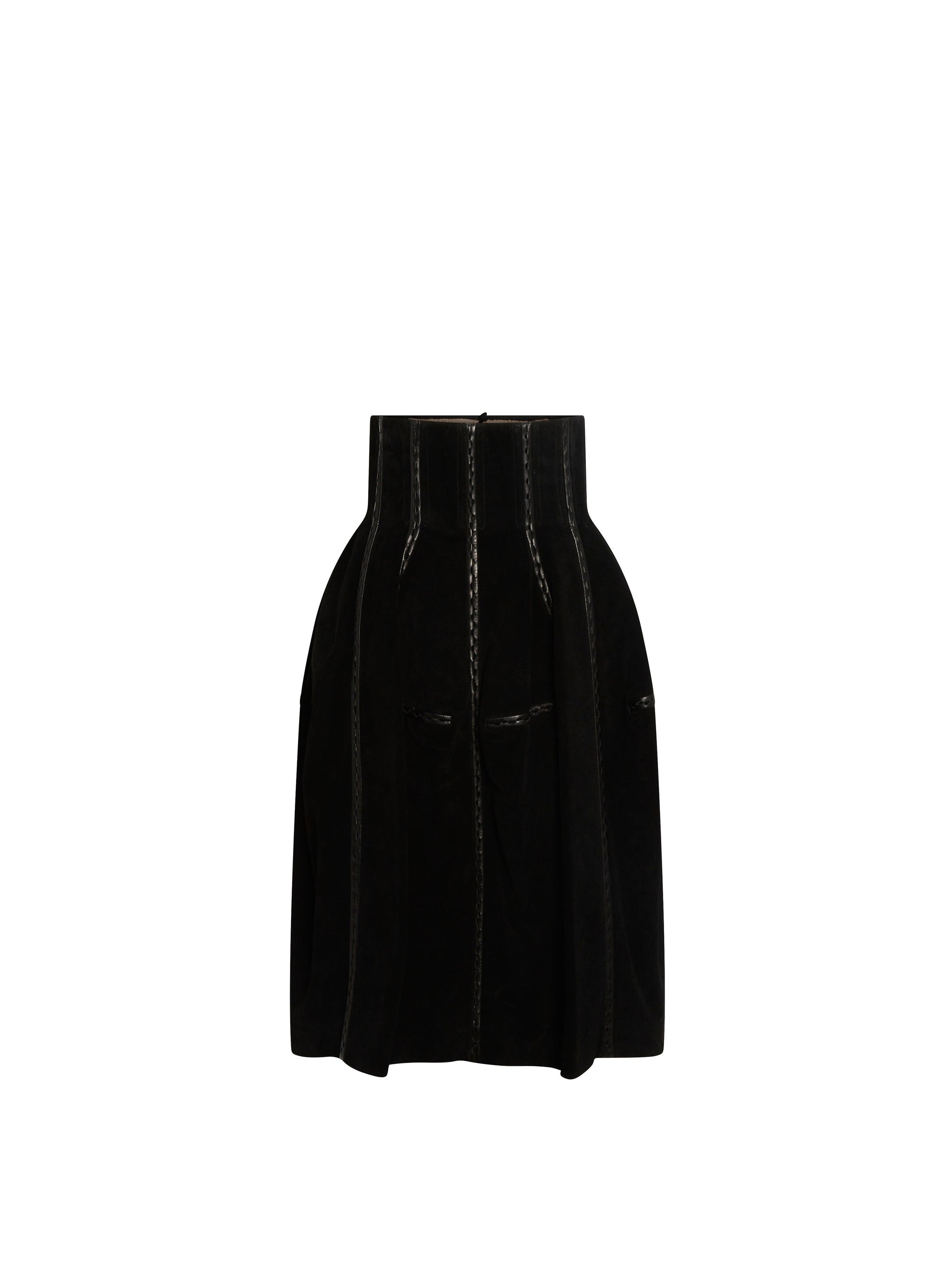 High skirt in leather - Black