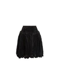 Fringed leather skirt - Black