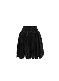 Fringed leather skirt - Black
