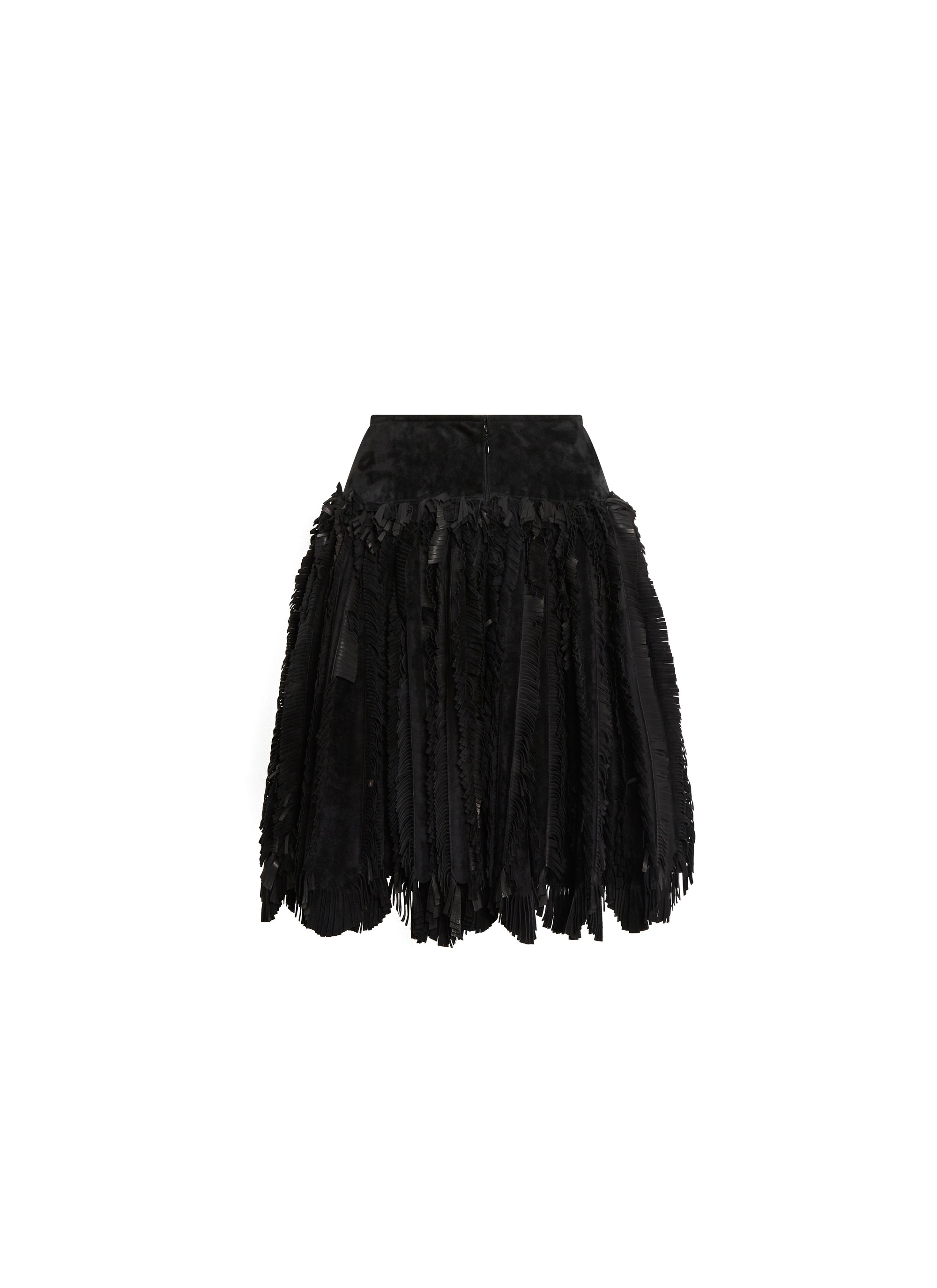 Fringed leather skirt - Black