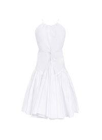 Short dress with lace up back - Optic White