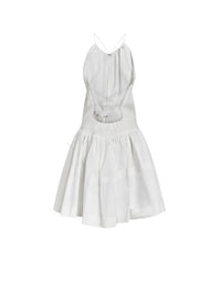 Short dress with lace up back - Optic White