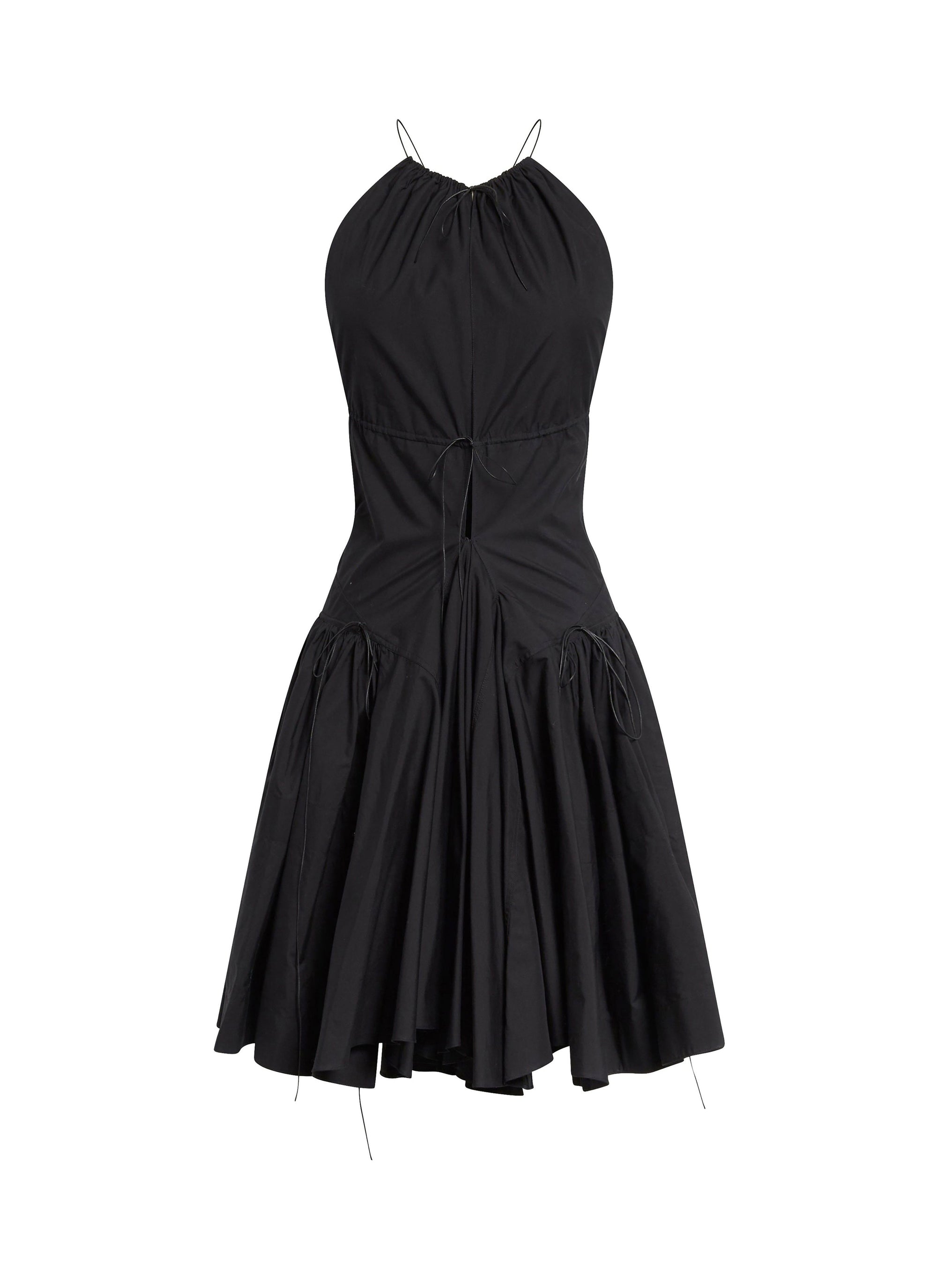 Short dress with lace up back - Black