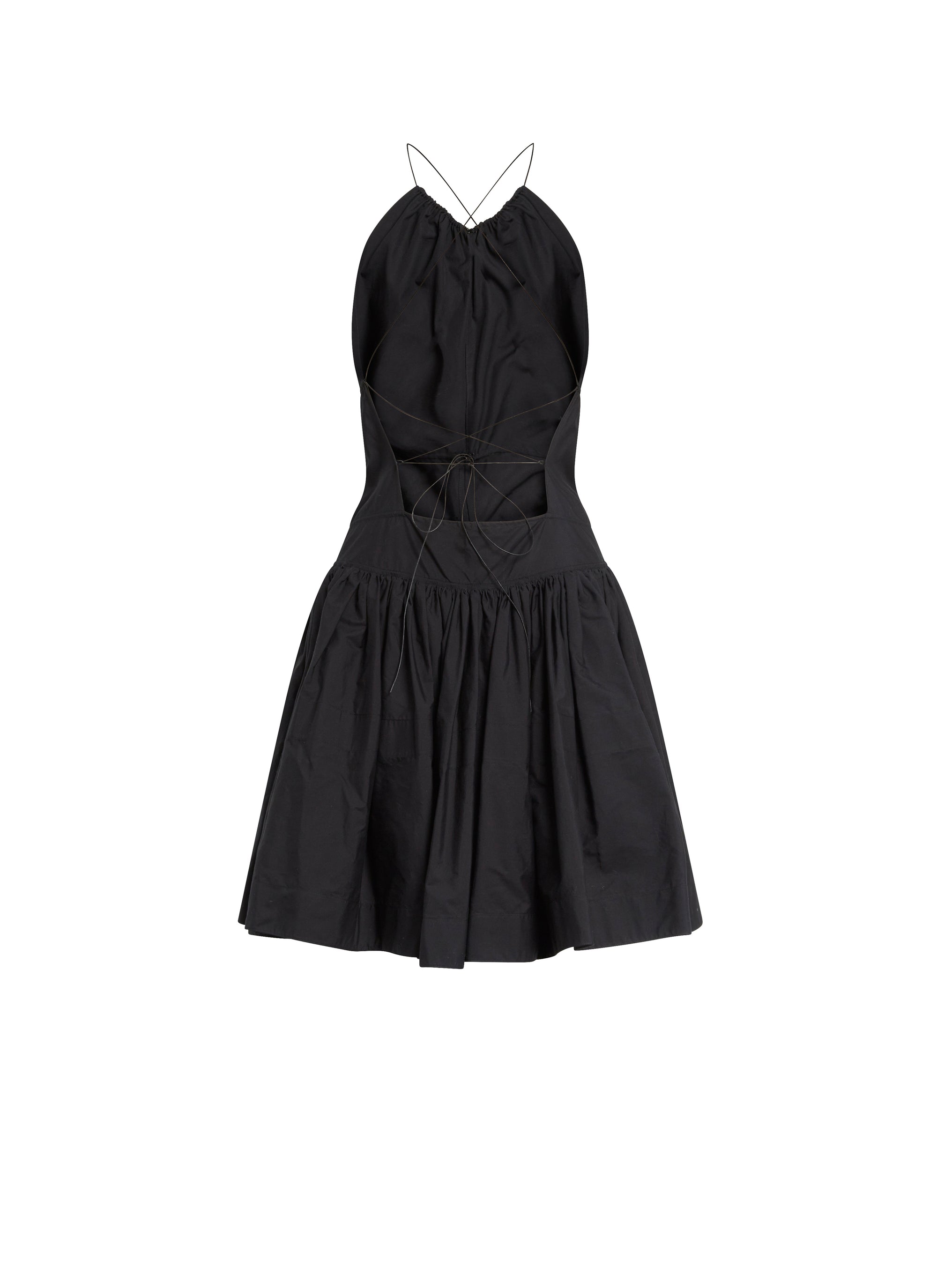 Short dress with lace up back - Black