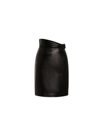 Draped leather skirt - Black