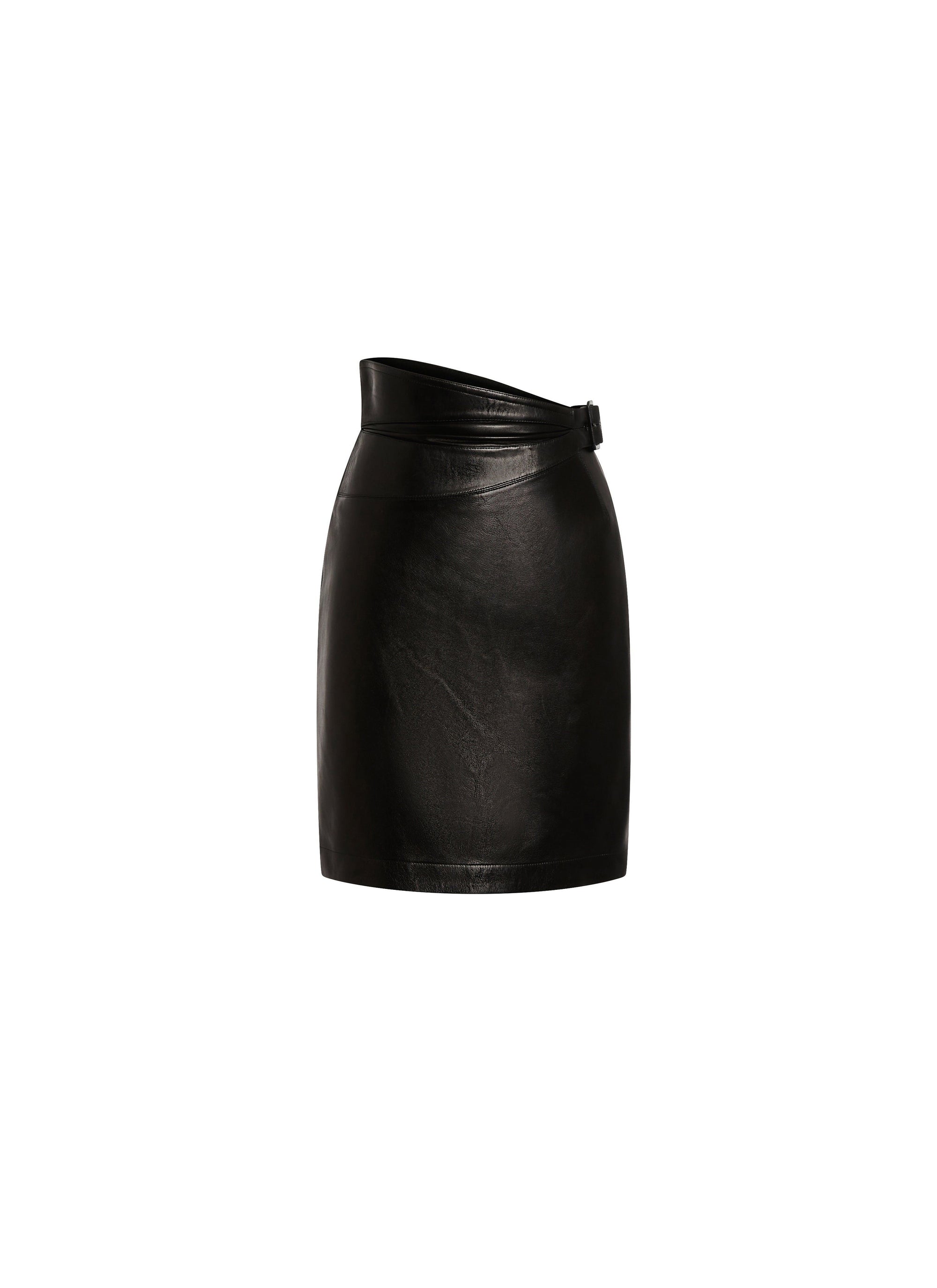 Draped leather skirt - Black