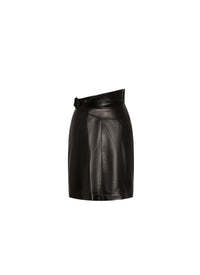 Draped leather skirt - Black
