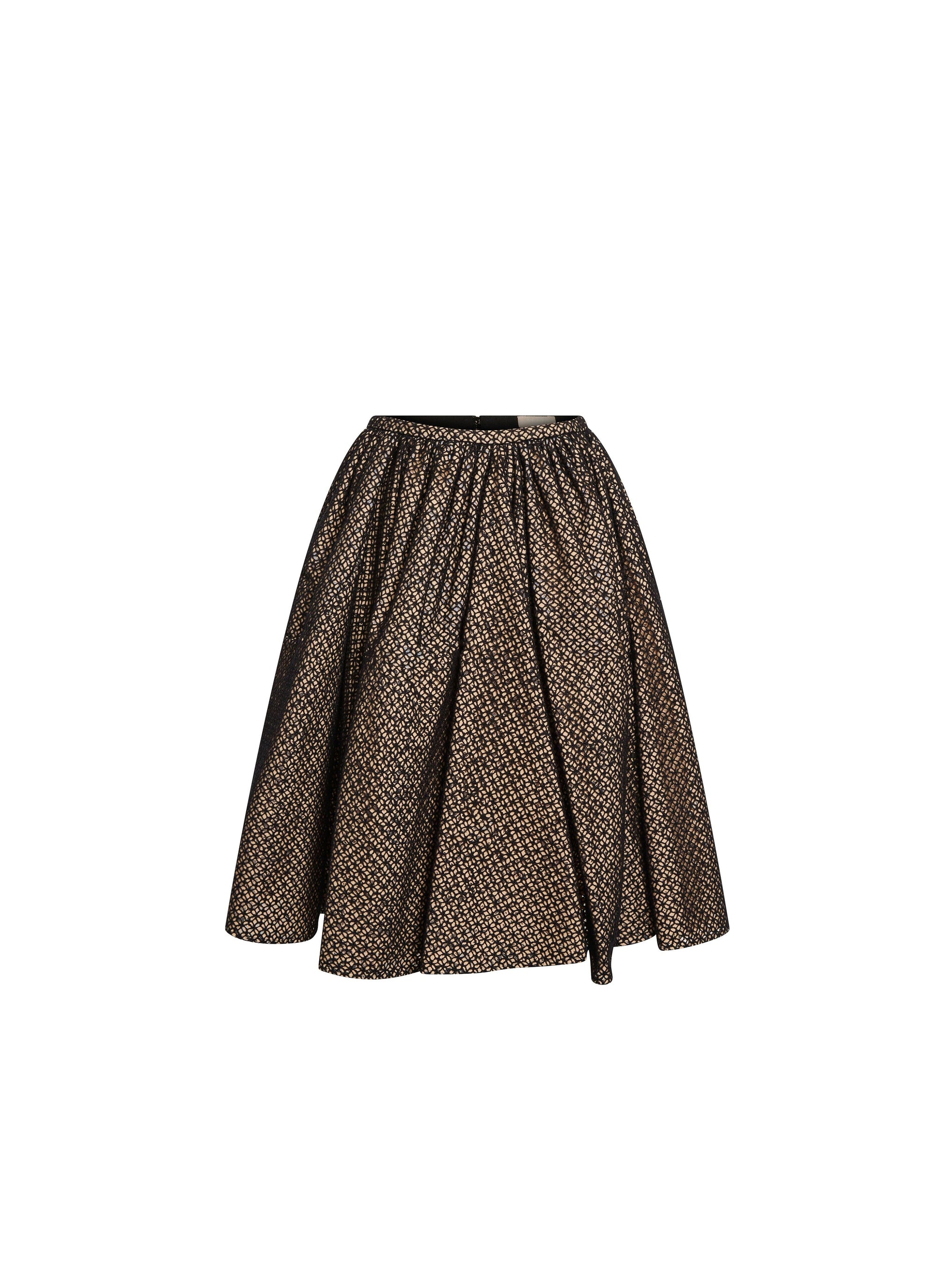Fishnet and Canvas Skirt - Black & Beige