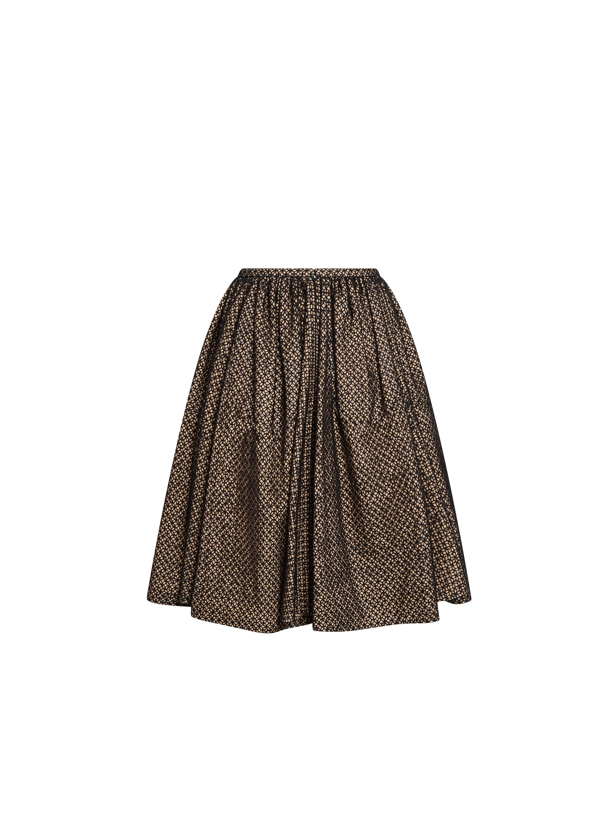 Fishnet and Canvas Skirt - Black & Beige