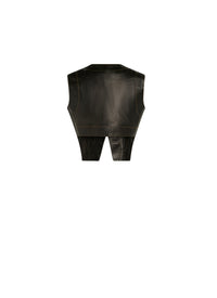Vest with contrast stitching in leather - Black