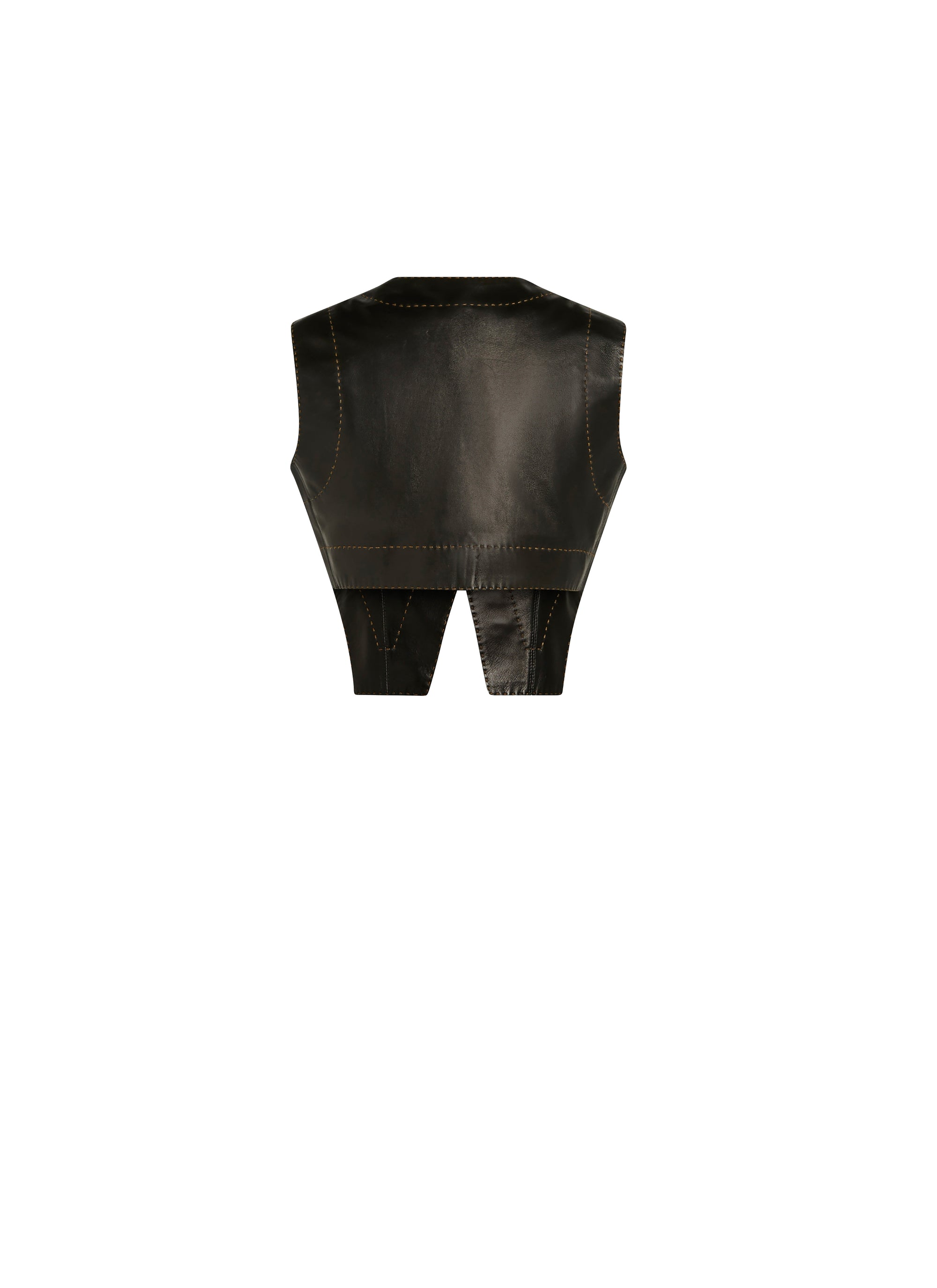 Vest with contrast stitching in leather - Black