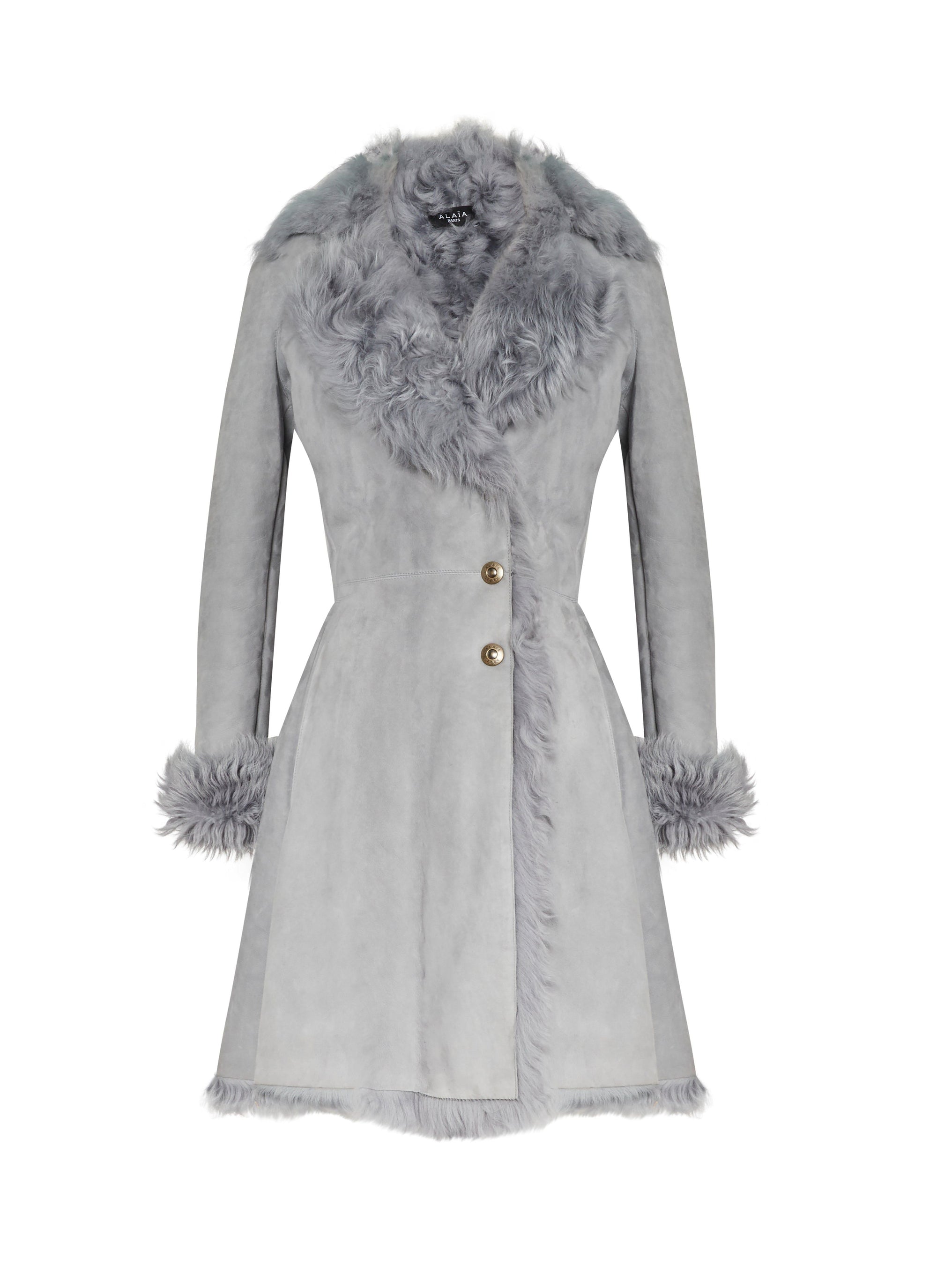 Leather basque coat - Smoke
