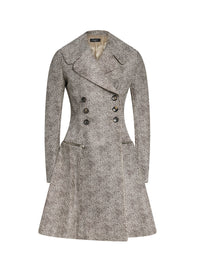 Leather Double Breasted Coat - White & Black