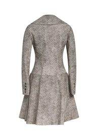 Leather Double Breasted Coat - White & Black