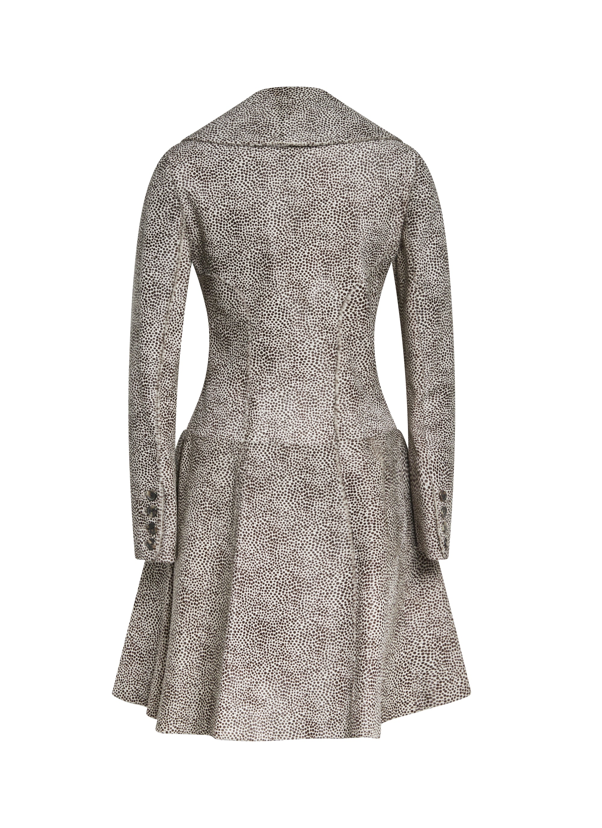 Leather Double Breasted Coat - White & Black