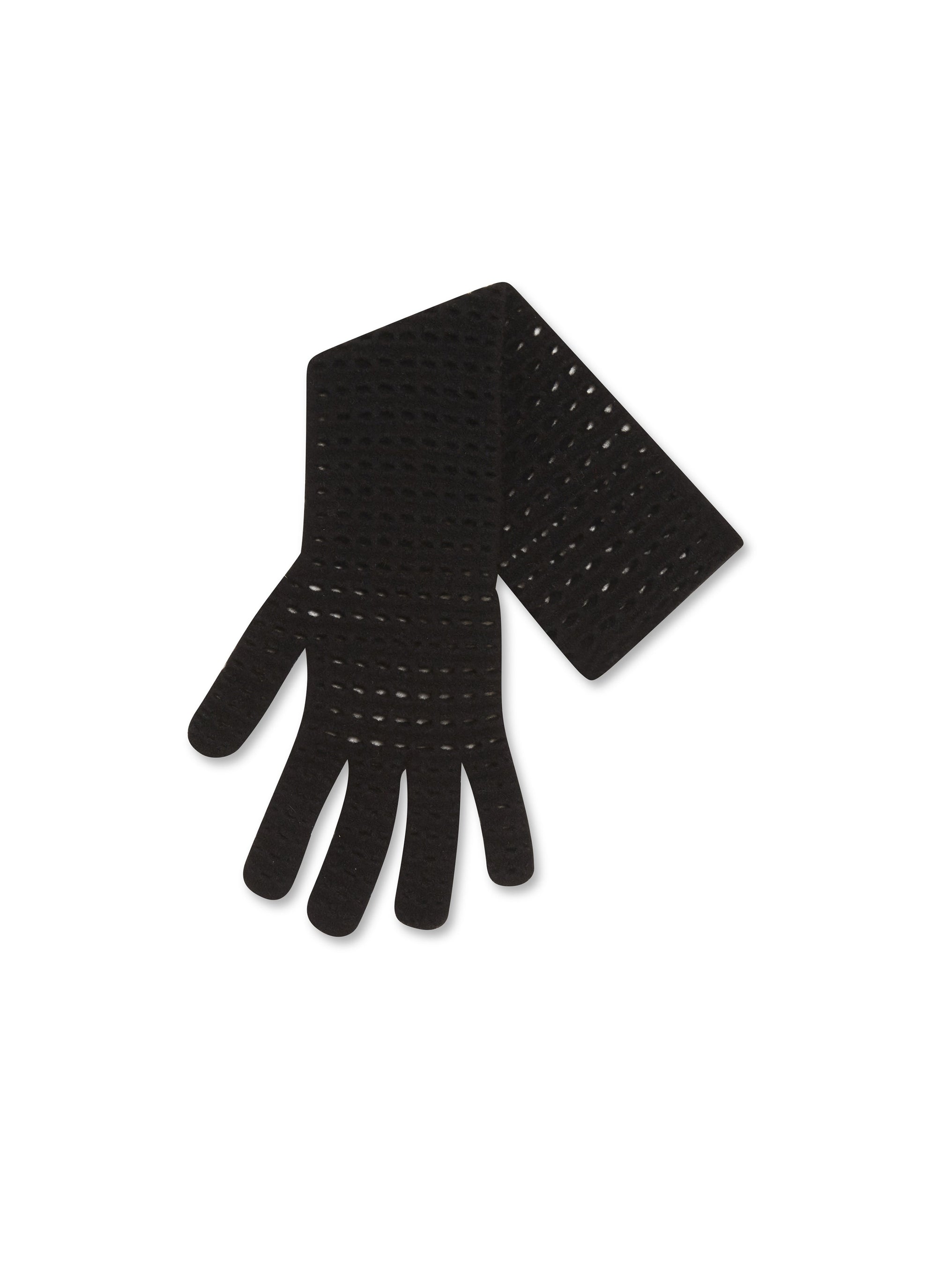 Gant 33cm Fleurons en laine - Noir