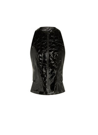 Alligator print leather waistcoat - Black