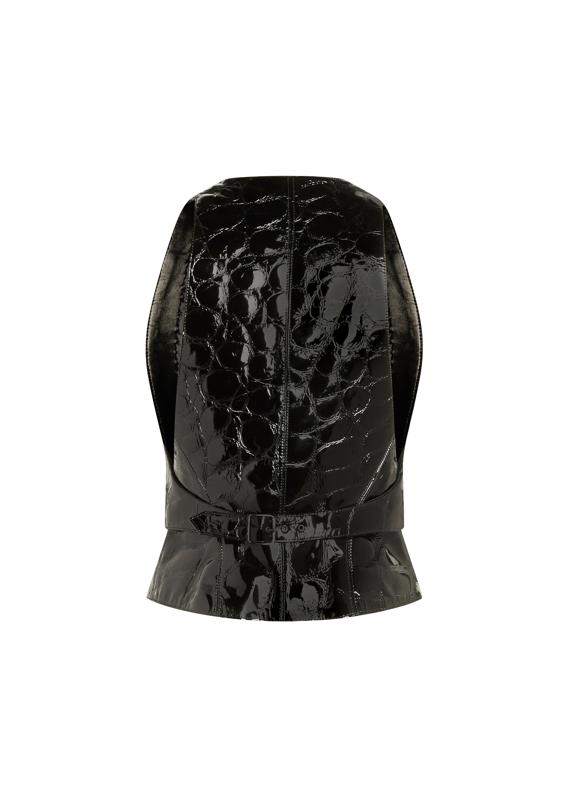 Alligator print leather waistcoat - Black