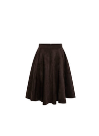 Wool blend flared skirt - Brown