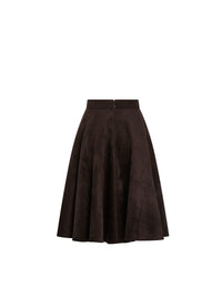 Wool blend flared skirt - Brown