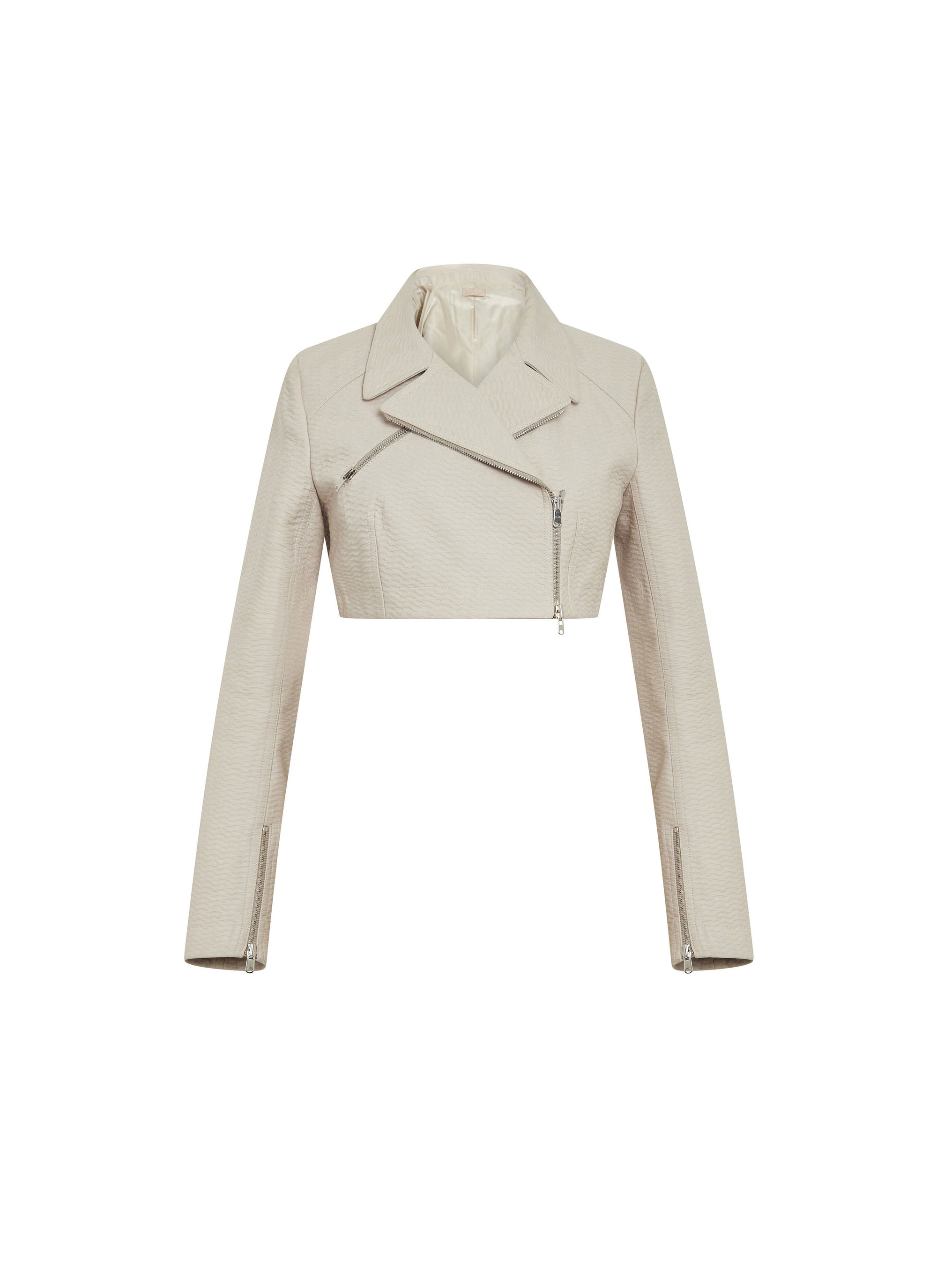 Short embossed perfecto jacket - Pearl