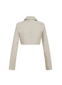 Short embossed perfecto jacket - Pearl
