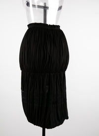 Jupe drapée taille élastique avec détail en dentelle - Noir