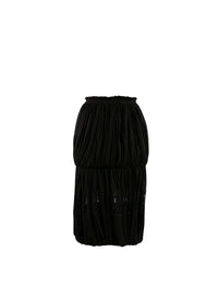 Jupe drapée taille élastique avec détail en dentelle - Noir