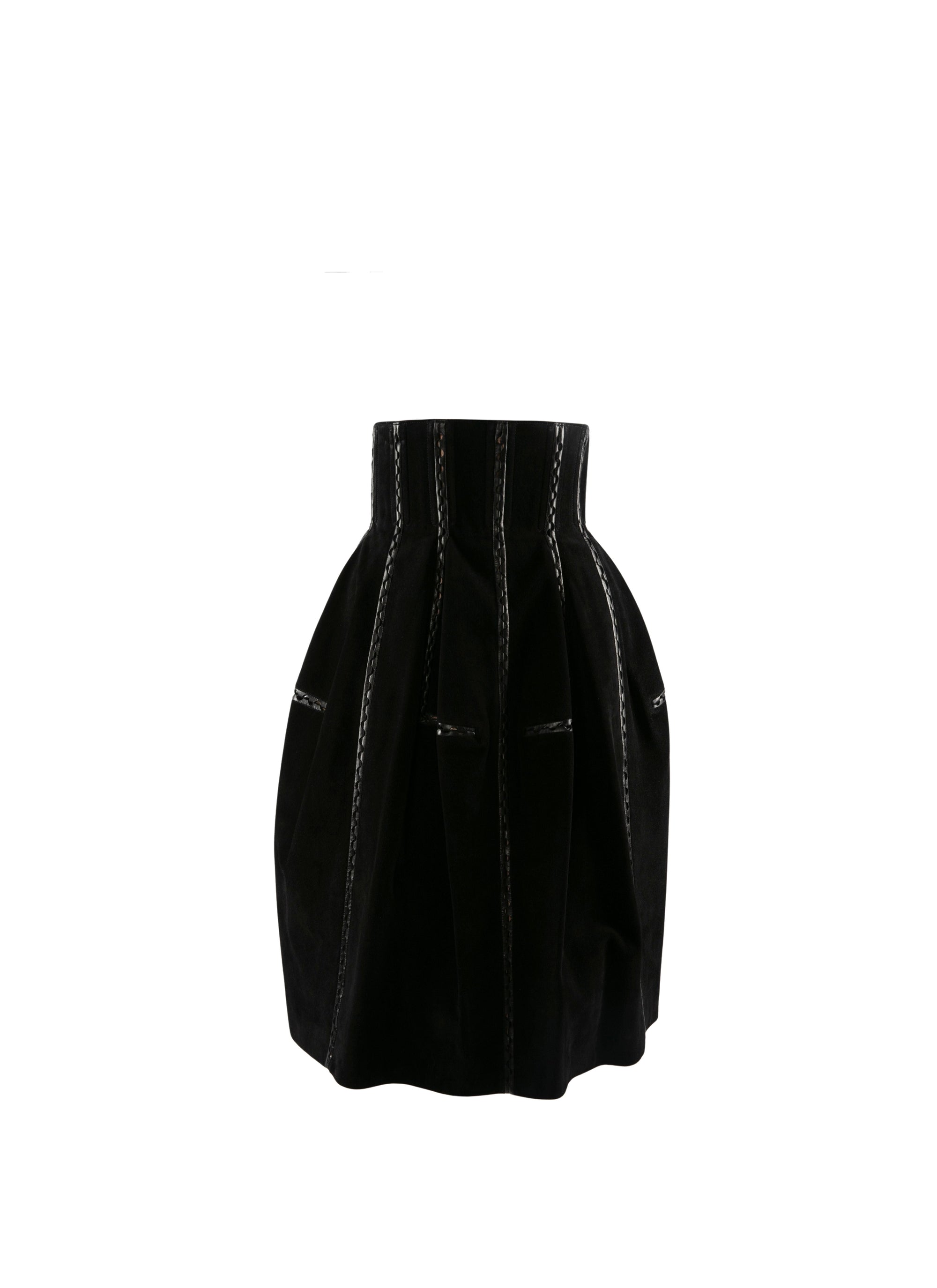Jupe haute en cuir - Noir
