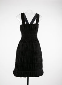 Dress with straps in wool - Black intense