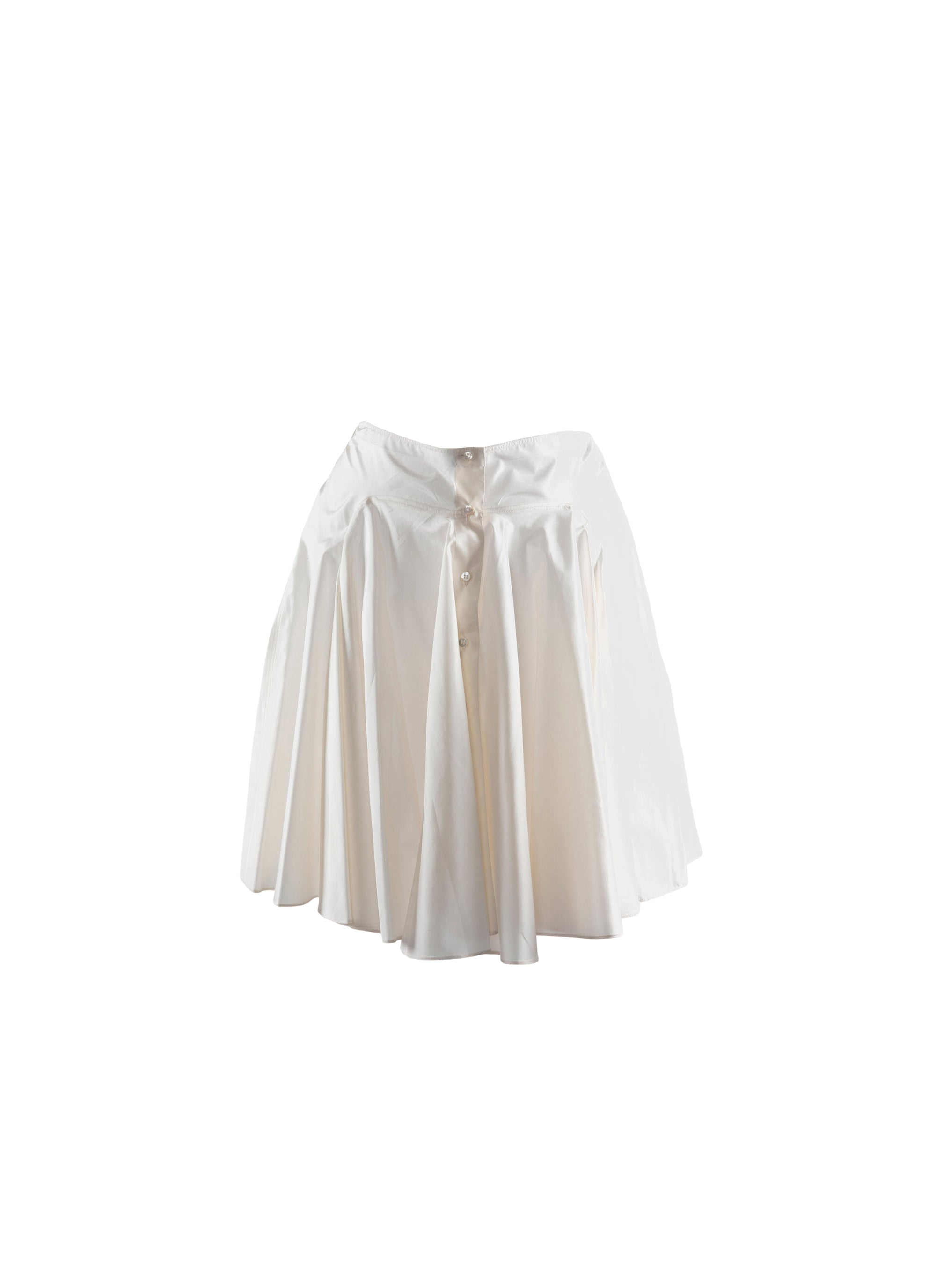 Short flared skirt with silk buttons - White