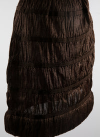 Gathered midi strapless dress - Chocolate