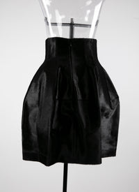 High-waisted skirt in leather - Black intense
