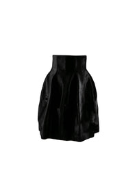 High-waisted skirt in leather - Black intense