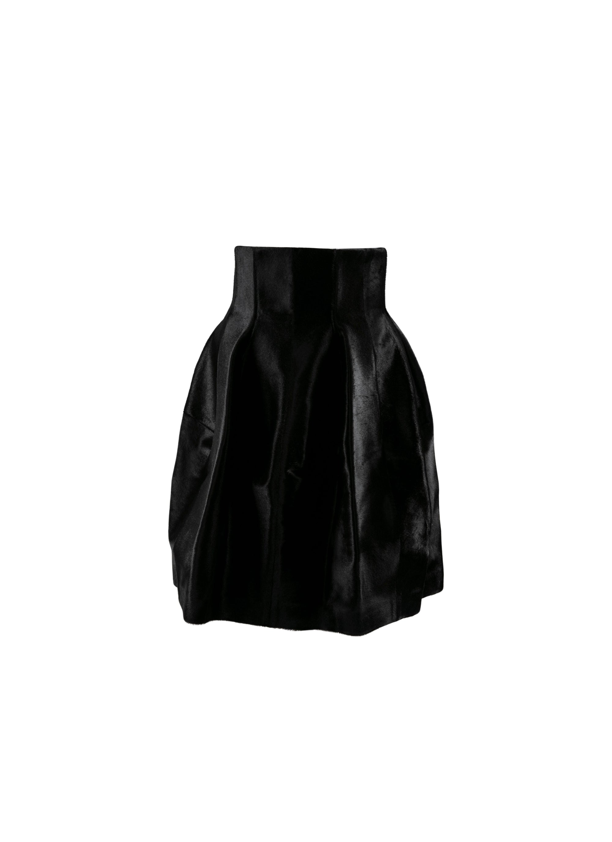 High-waisted skirt in leather - Black intense