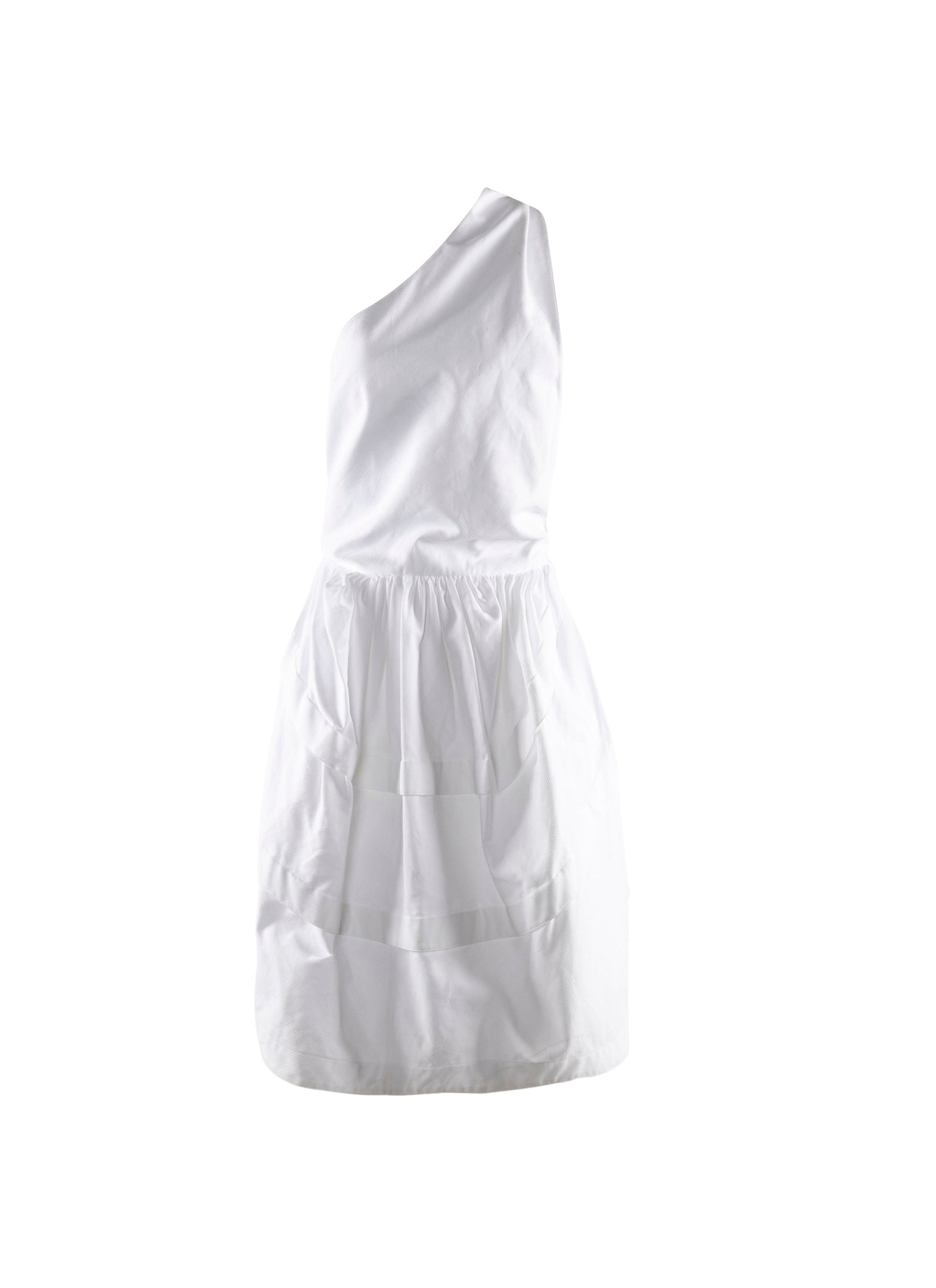 Robe asymétrique cintrée à la taille - Blanc intense