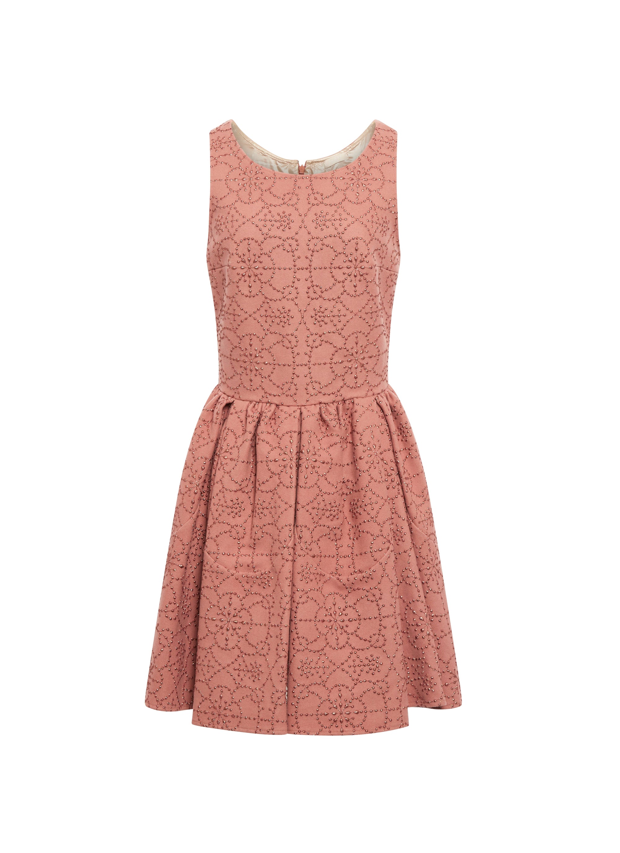 Sleeveless studded petal dress in wool and cashmere - Poudre & Or