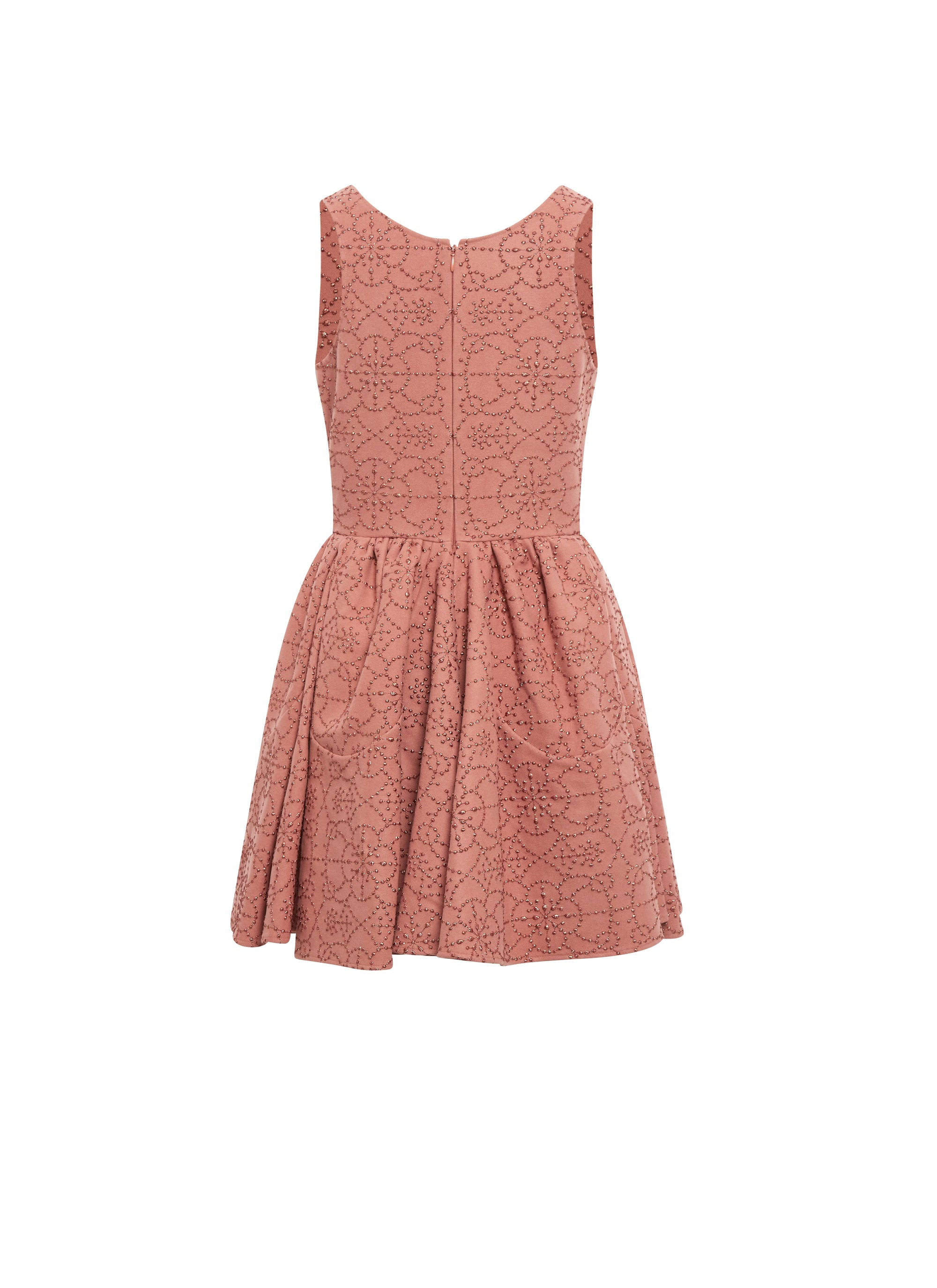 Sleeveless studded petal dress in wool and cashmere - Poudre & Or